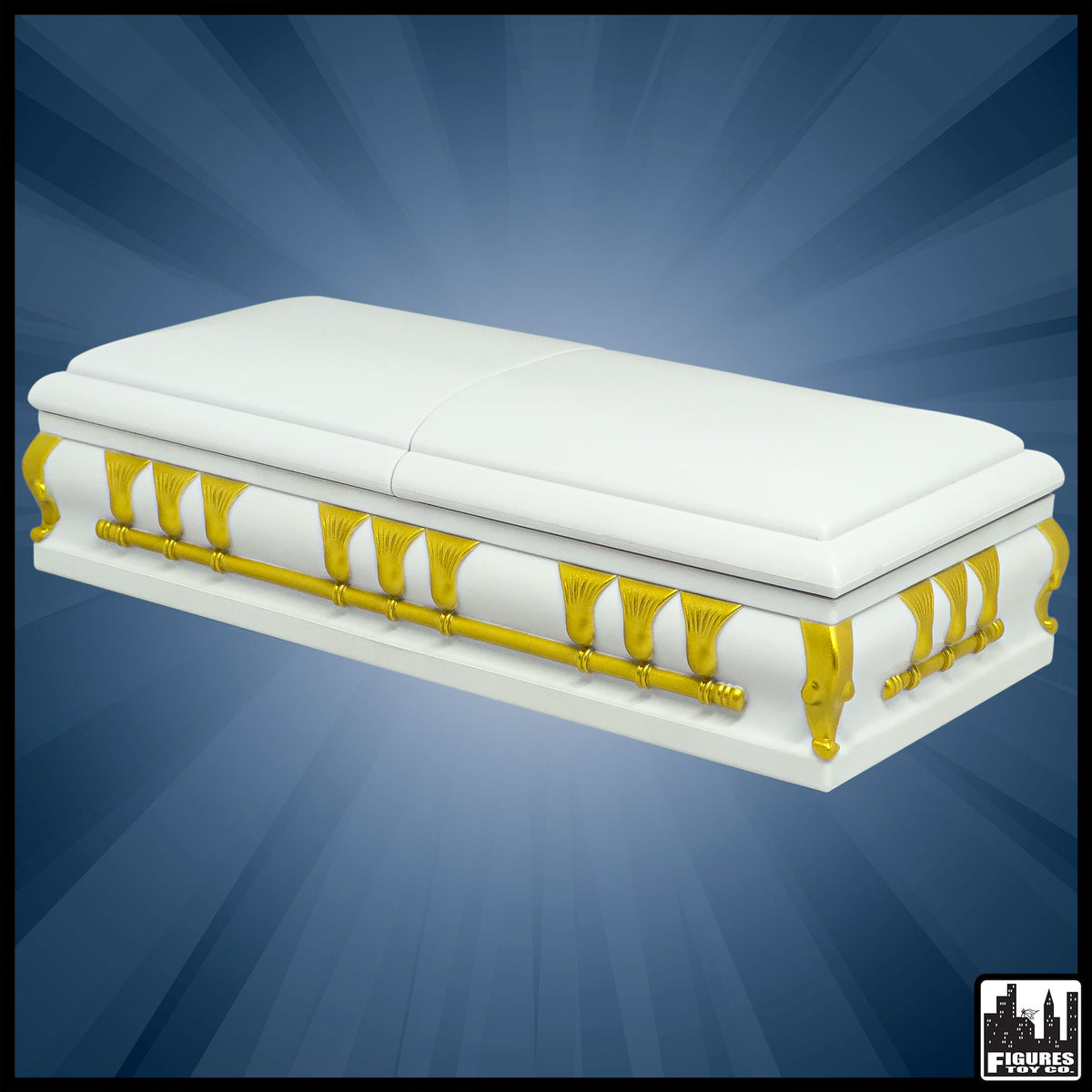 Deluxe White Casket for WWE &amp; AEW Wrestling Action Figures [Loose, No Base]