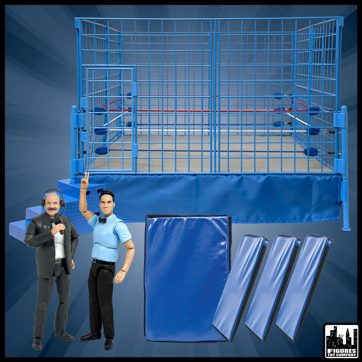Ultimate Classic Wrestling Ring & Steel Cage Bundle with Figures & Mats