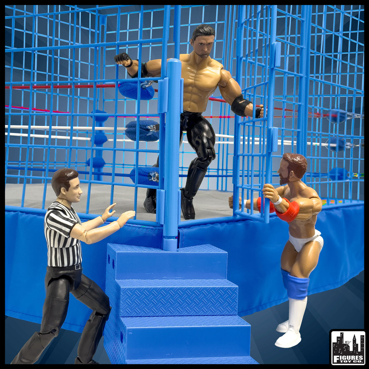 Classic Steel Cage Playset for Figures Toy Company Wrestling Ring