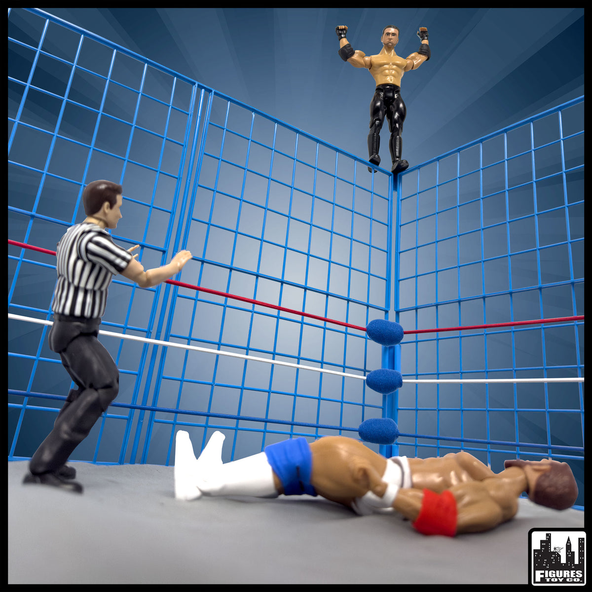 Classic Steel Cage Playset for Figures Toy Company Wrestling Ring