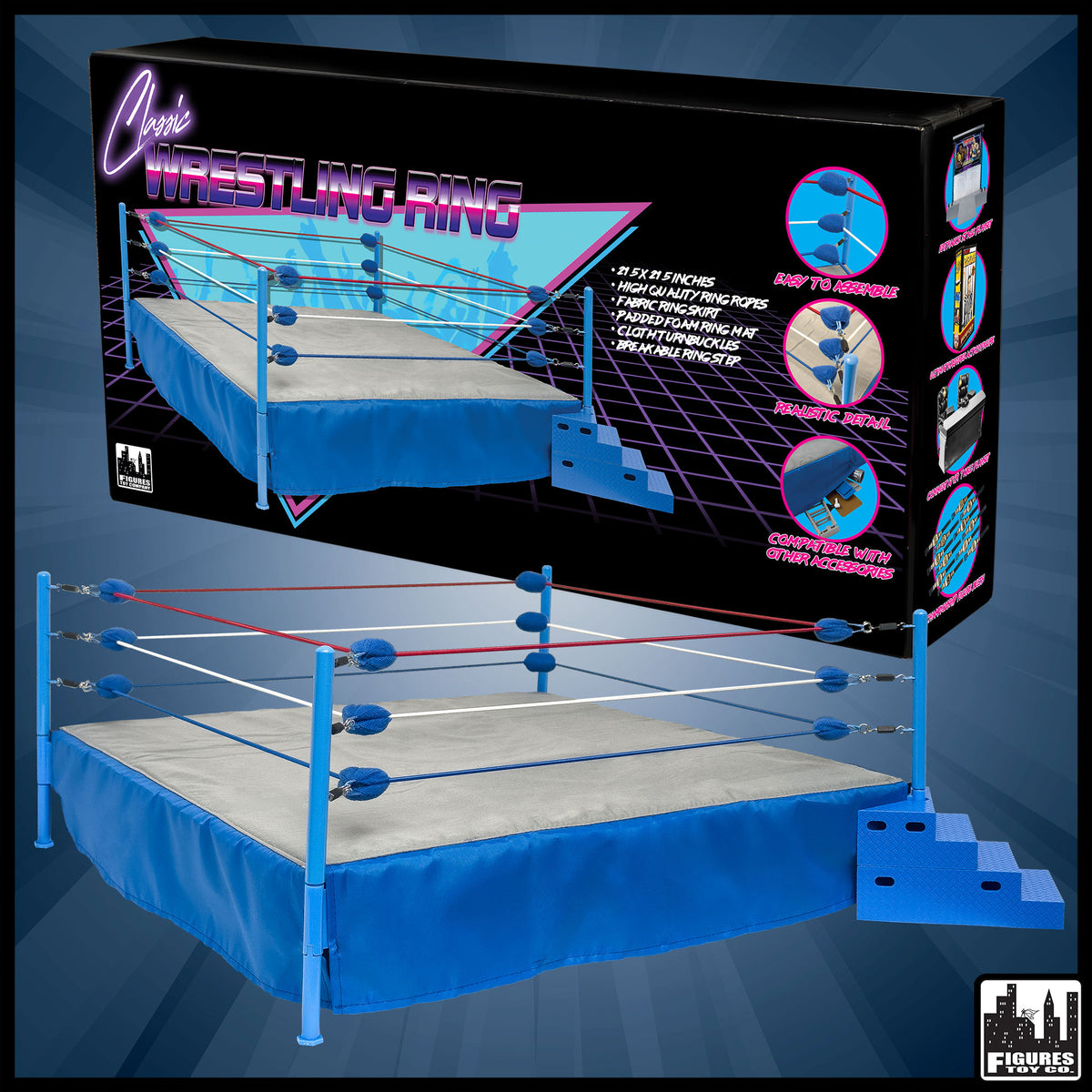 Figures Toy Company Classic Wrestling Ring for Wrestling Figures