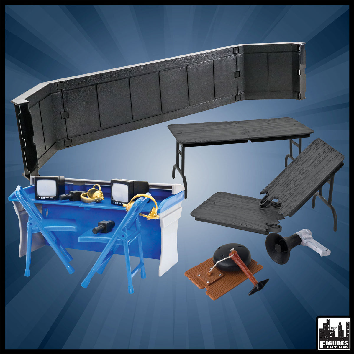 Commentators Corner Playset for WWE & AEW Wrestling Action Figures