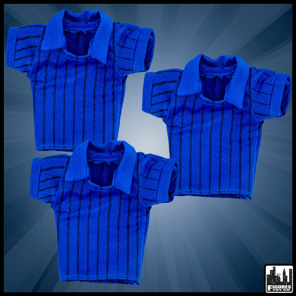Set of 3 Cloth Dark Blue Referee Shirts for WWE &amp; AEW Wrestling Action Figures