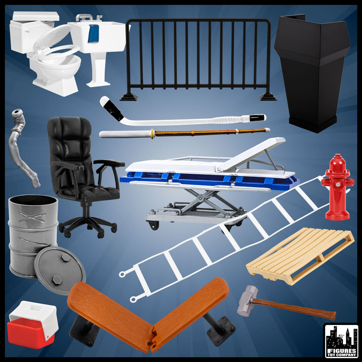 Falls Count Anywhere Match 16 piece accessory set for wrestling figures