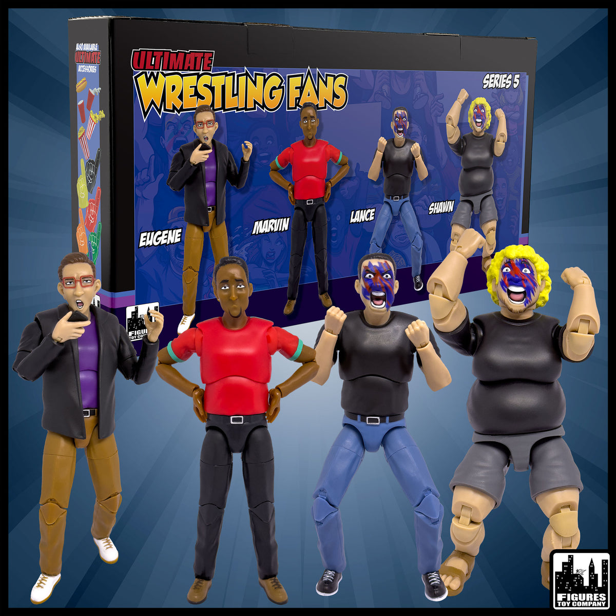 Ultimate Wrestling Crowd Fan Figures Four-Pack for WWE &amp; AEW Wrestling Figures [Series 5]