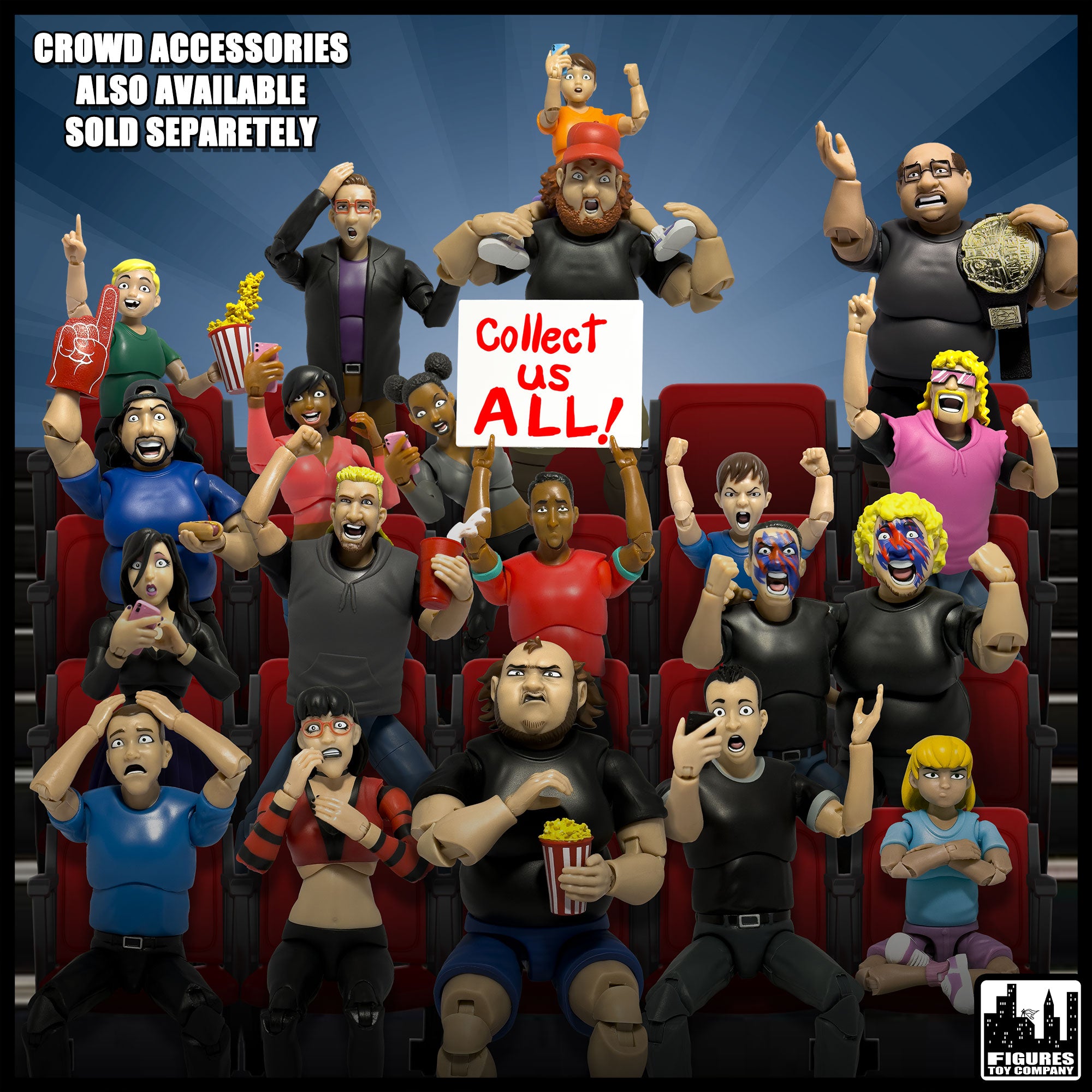 Figures Toy Co Reversible Wrestling Ring Backdrop - Fits WWE & AEW 1:10 Action Figures