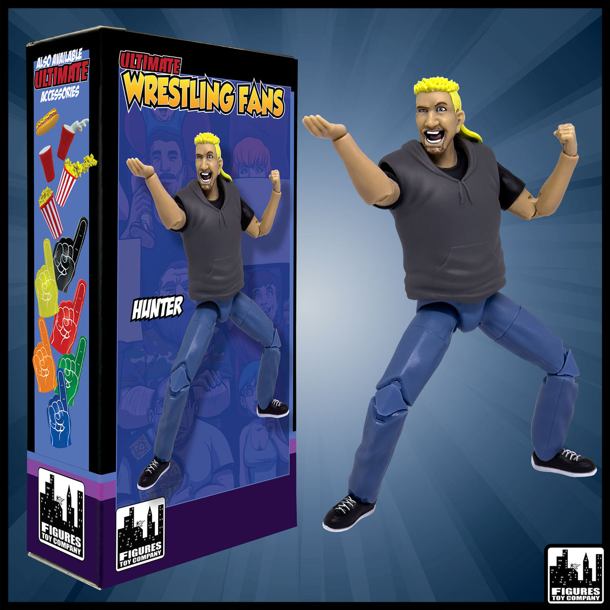 Ultimate Wrestling Crowd Fan Figures for WWE &amp; AEW Action Figures: Hunter