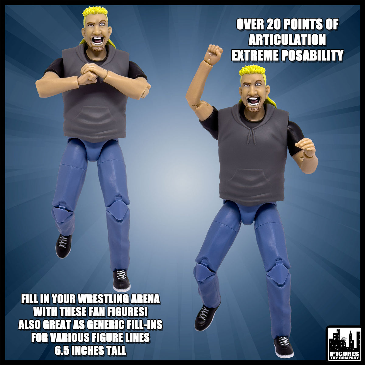 Ultimate Wrestling Crowd Fan Figures for WWE &amp; AEW Action Figures: Hunter