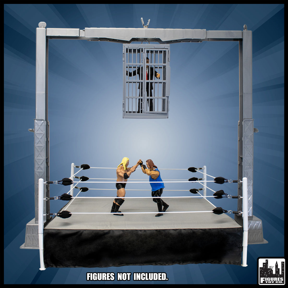 Wrestling Ring, Shark Cage &amp; Grab The Gear Playset for WWE Action Figures