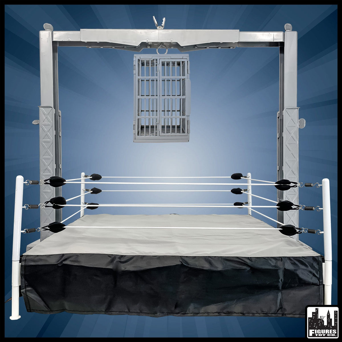 Wrestling Ring, Shark Cage &amp; Grab The Gear Playset for WWE Action Figures