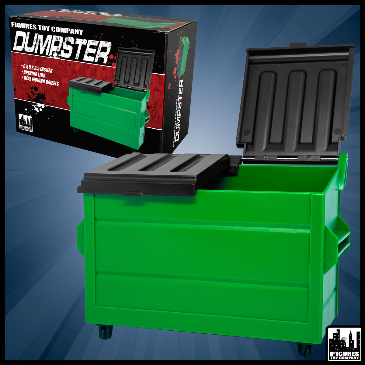 Green Dumpster for WWE & AEW Wrestling Action Figures
