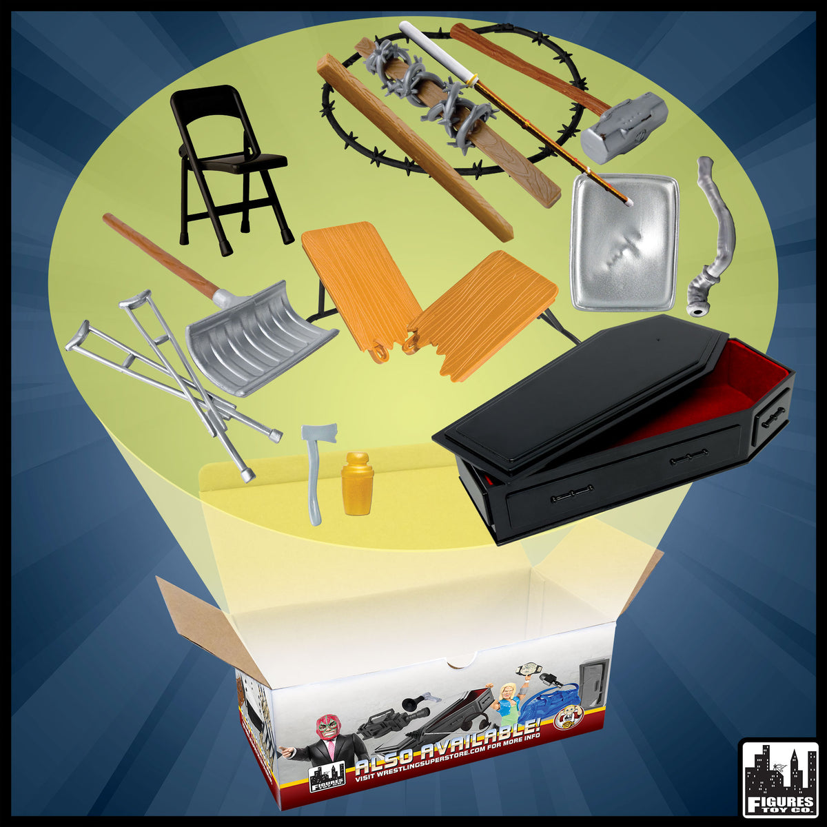 Hardcore Coffin 15 Piece Accessory Set For WWE & AEW Wrestling Action Figures