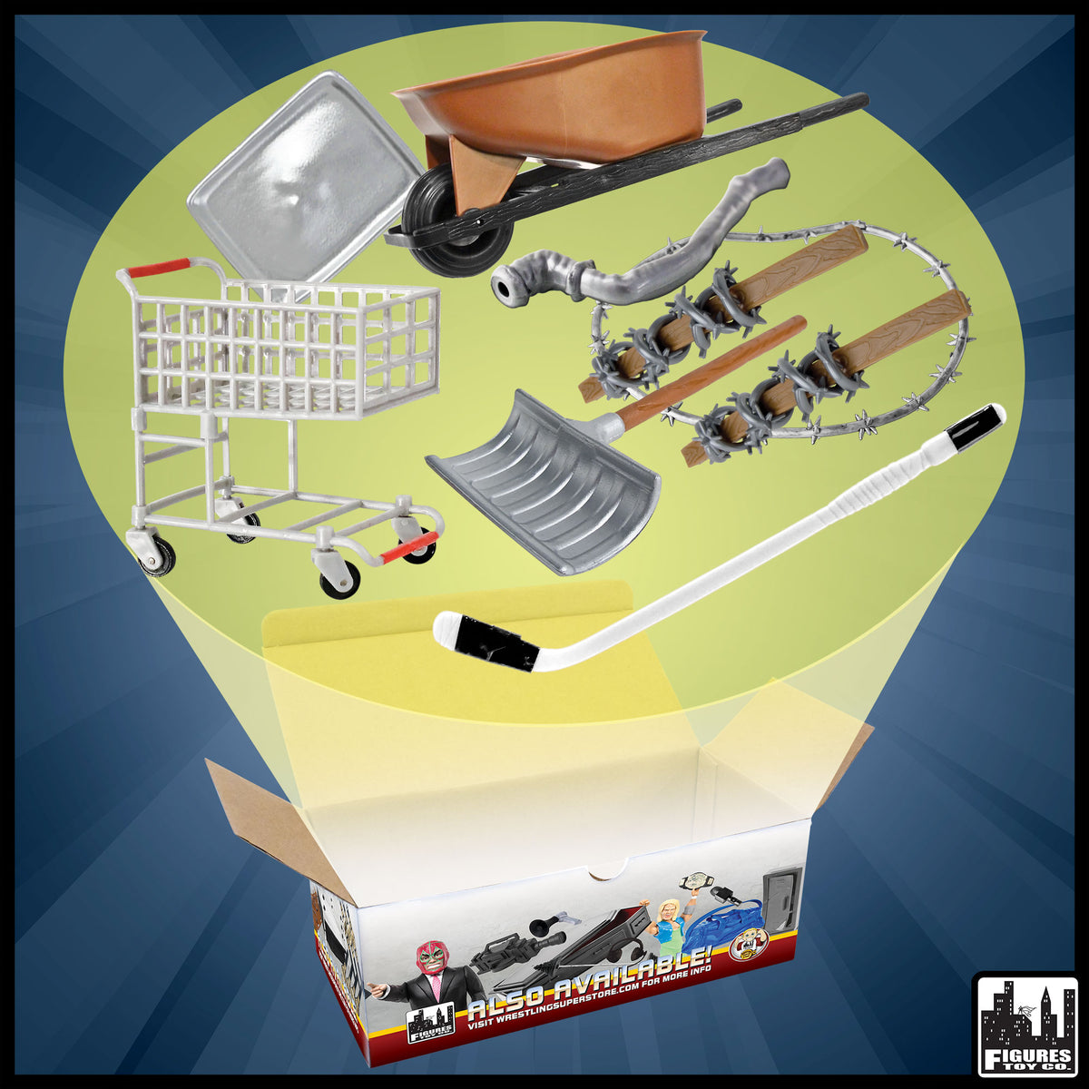 Hardcore Shopping Cart 9 Piece Accessory Set for WWE & AEW Wrestling Action Figures