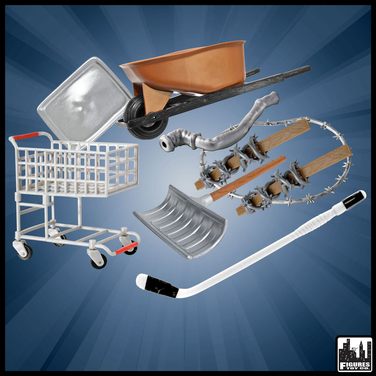 Hardcore Shopping Cart 9 Piece Accessory Set for WWE & AEW Wrestling Action Figures