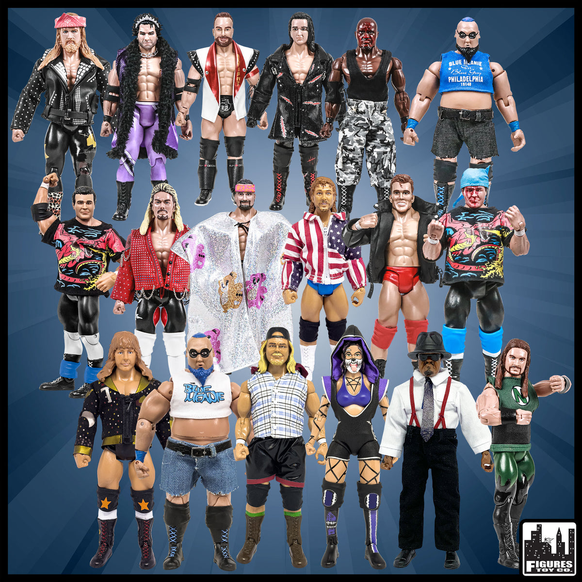 Set of 18 Loose Rising Stars &amp; Legends of Wrestling Action Figures