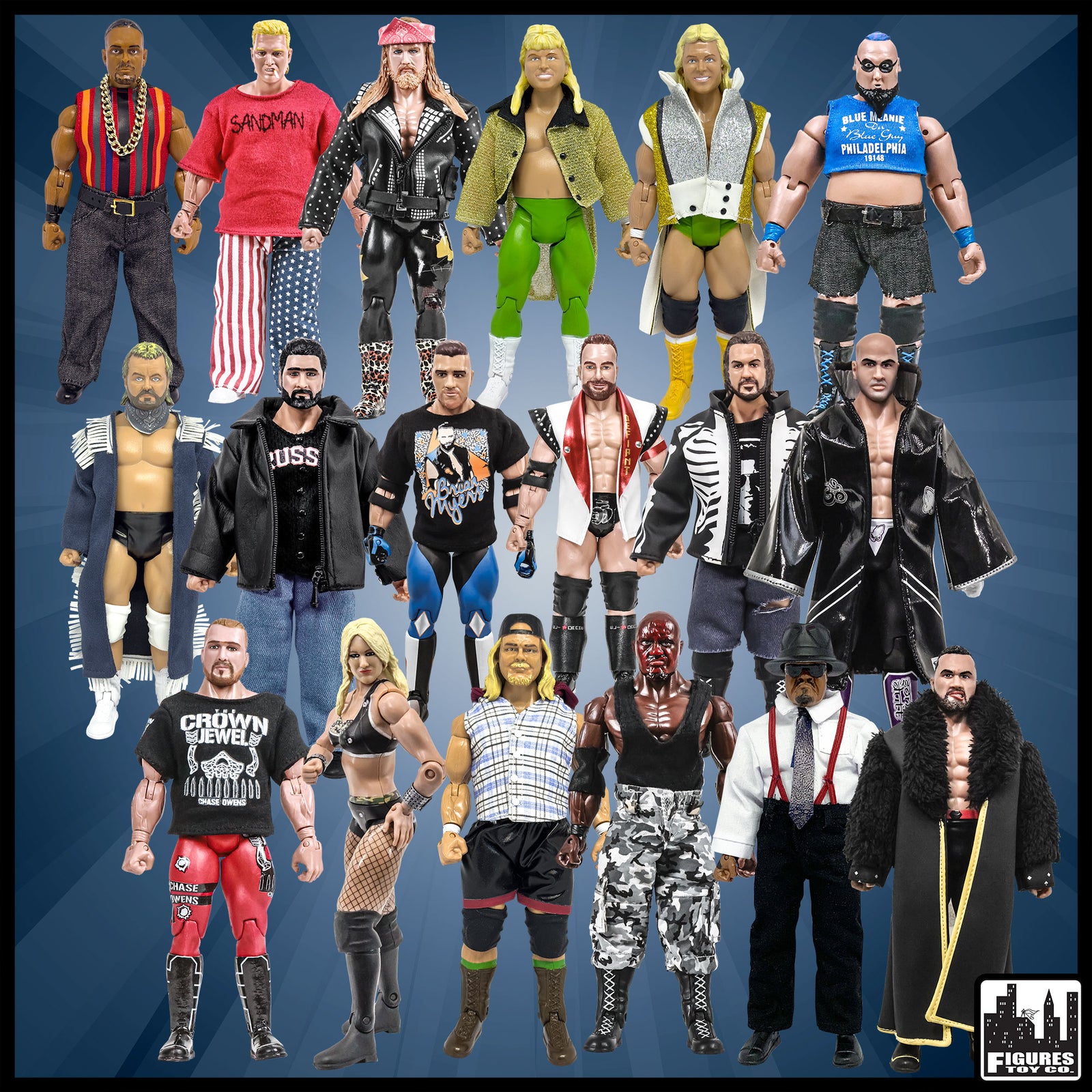Set of 18 Loose Rising Stars & Legends of Wrestling Action Figures