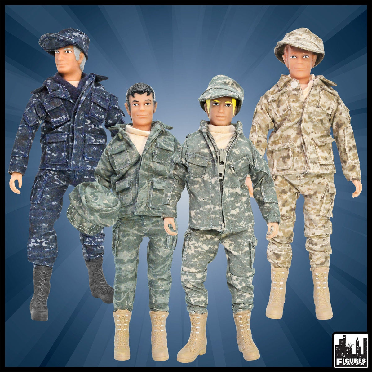 Set of Four 8 Inch  Military Action Figures