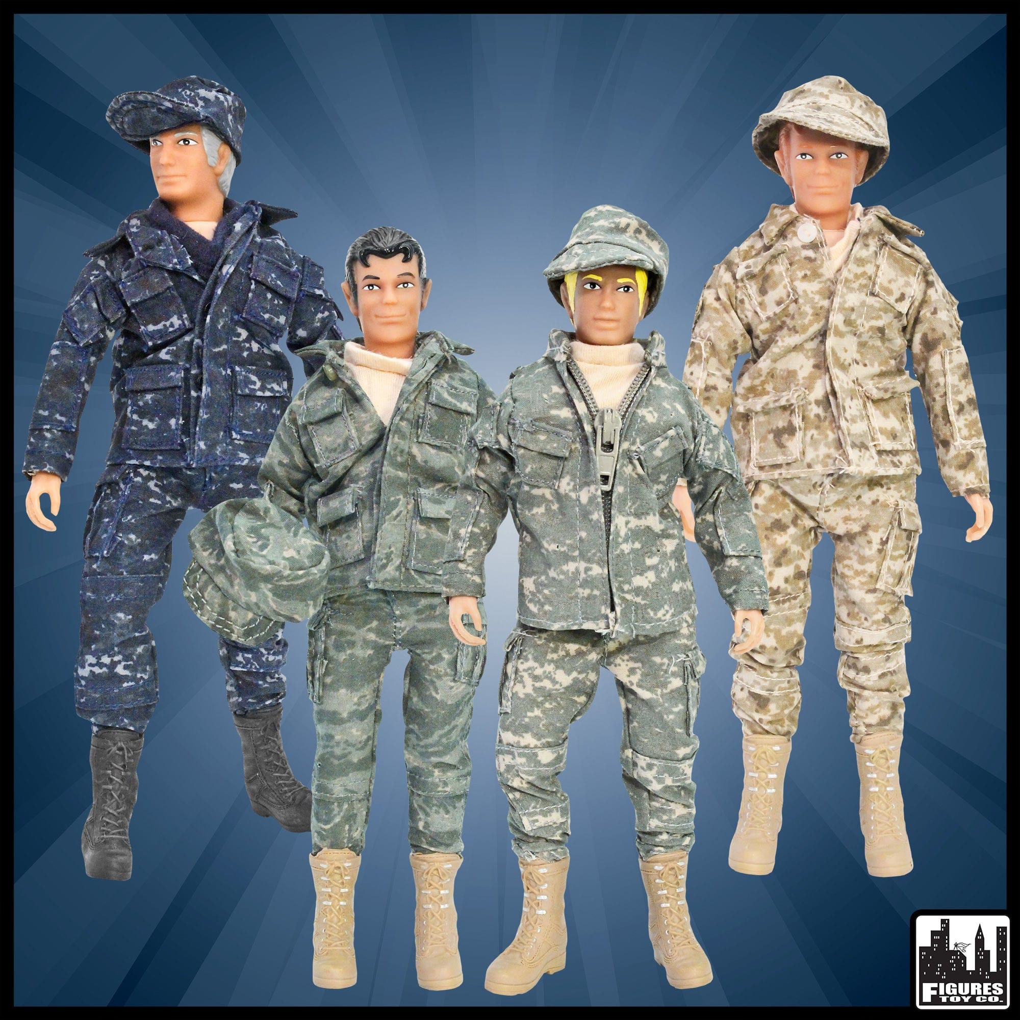 Military Figure Rip Set of Four 8 Inch Military Action Figures - Figures Toy Company