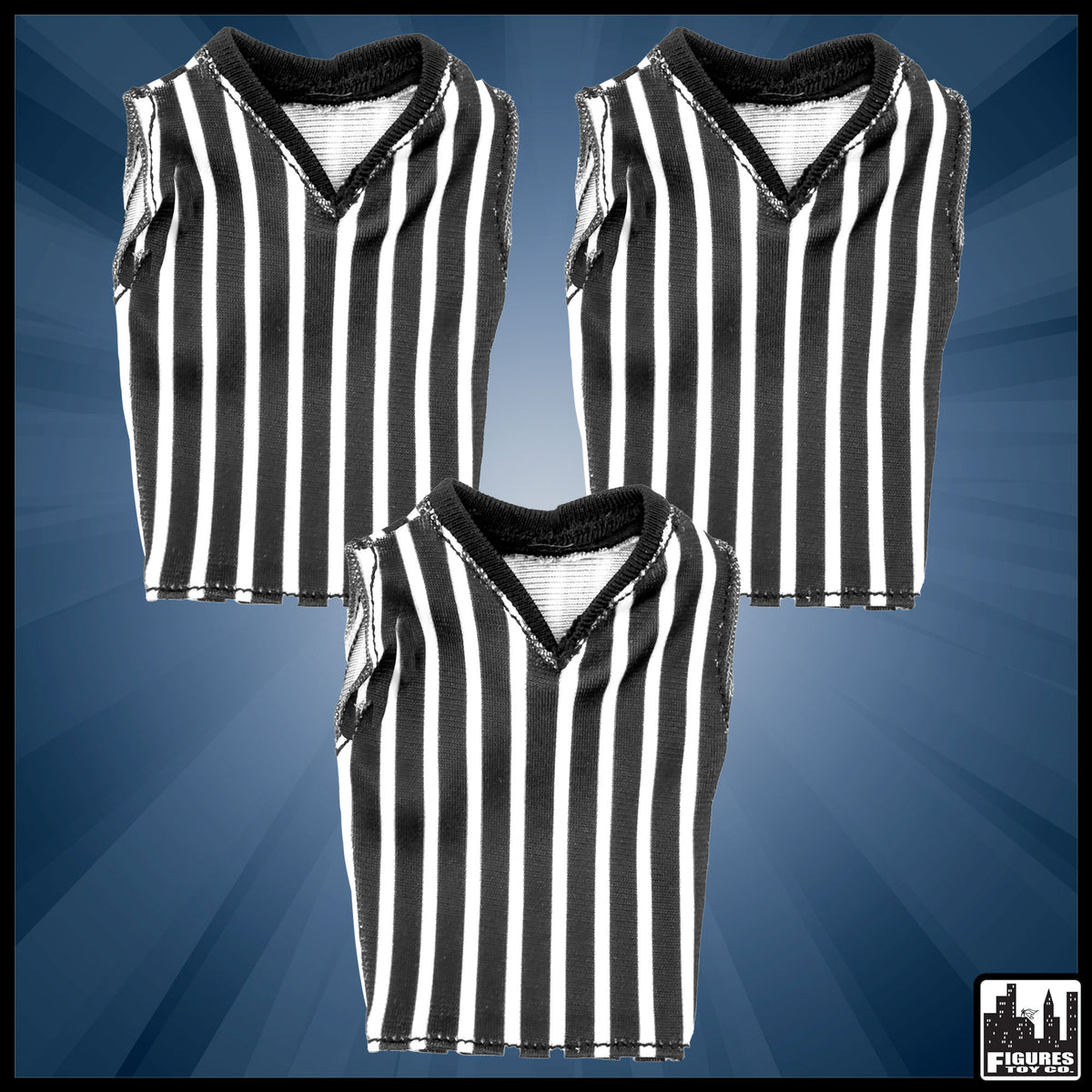 Set of 3 Cloth Muscle Referee Shirts for WWE &amp; AEW Wrestling Action Figures