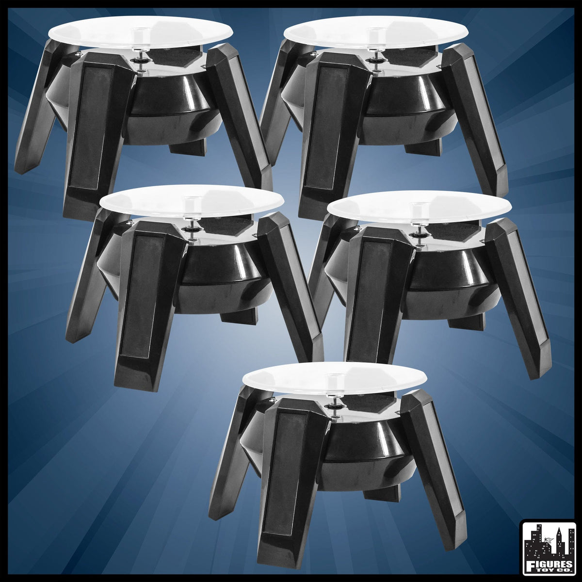 Set of 5 Solar Powered Rotating Action Figure Displays
