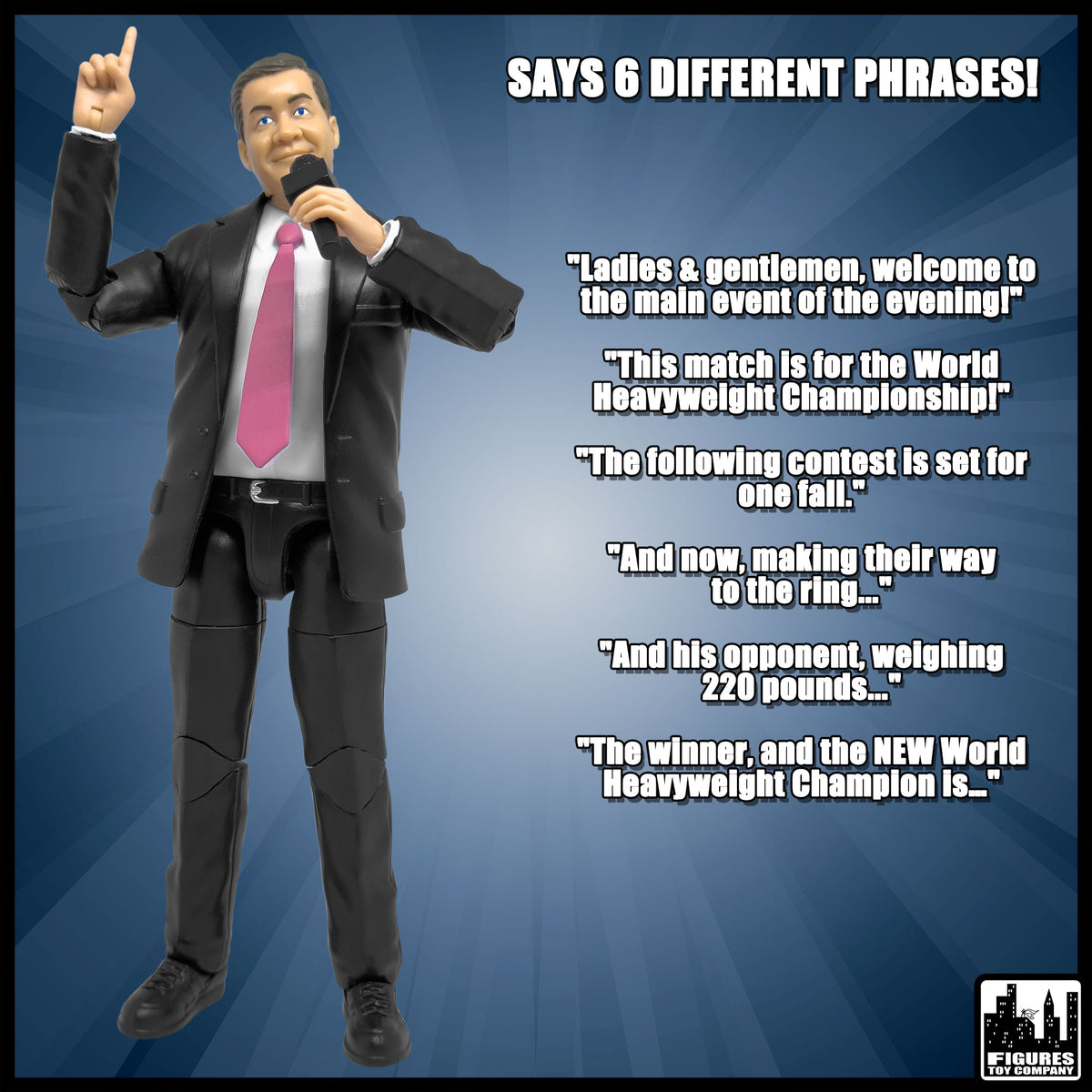Ultimate Talking Wrestling Referee &amp; Ring Announcer Action Figures for WWE &amp; AEW Wrestling Figures