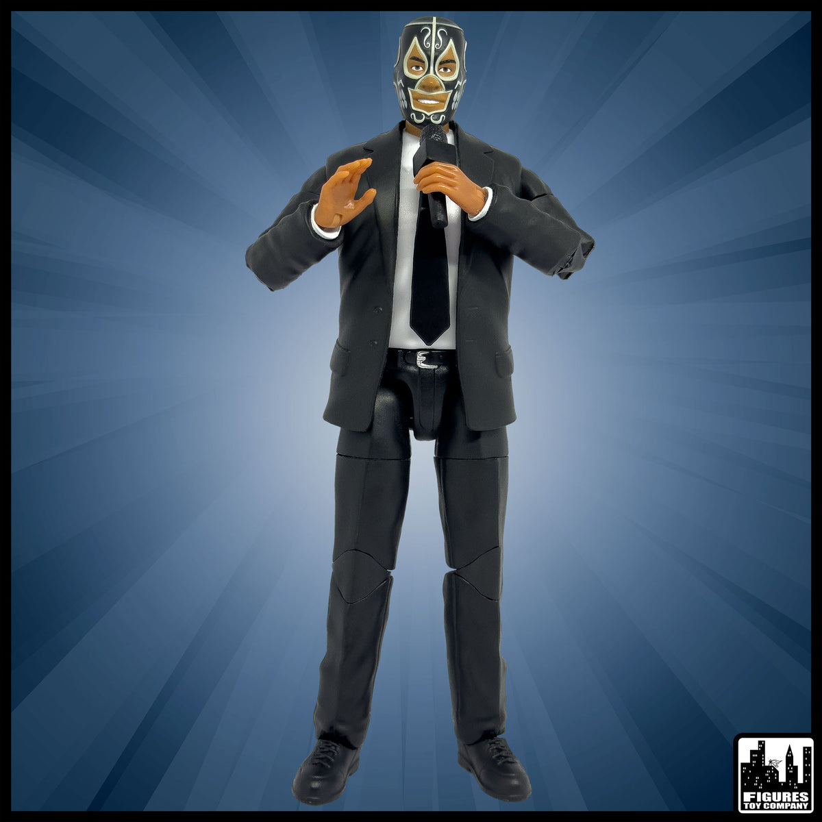 Ultimate Talking Wrestling Ring Announcer With Mexican Mask Figure for WWE &amp; AEW Action Figures