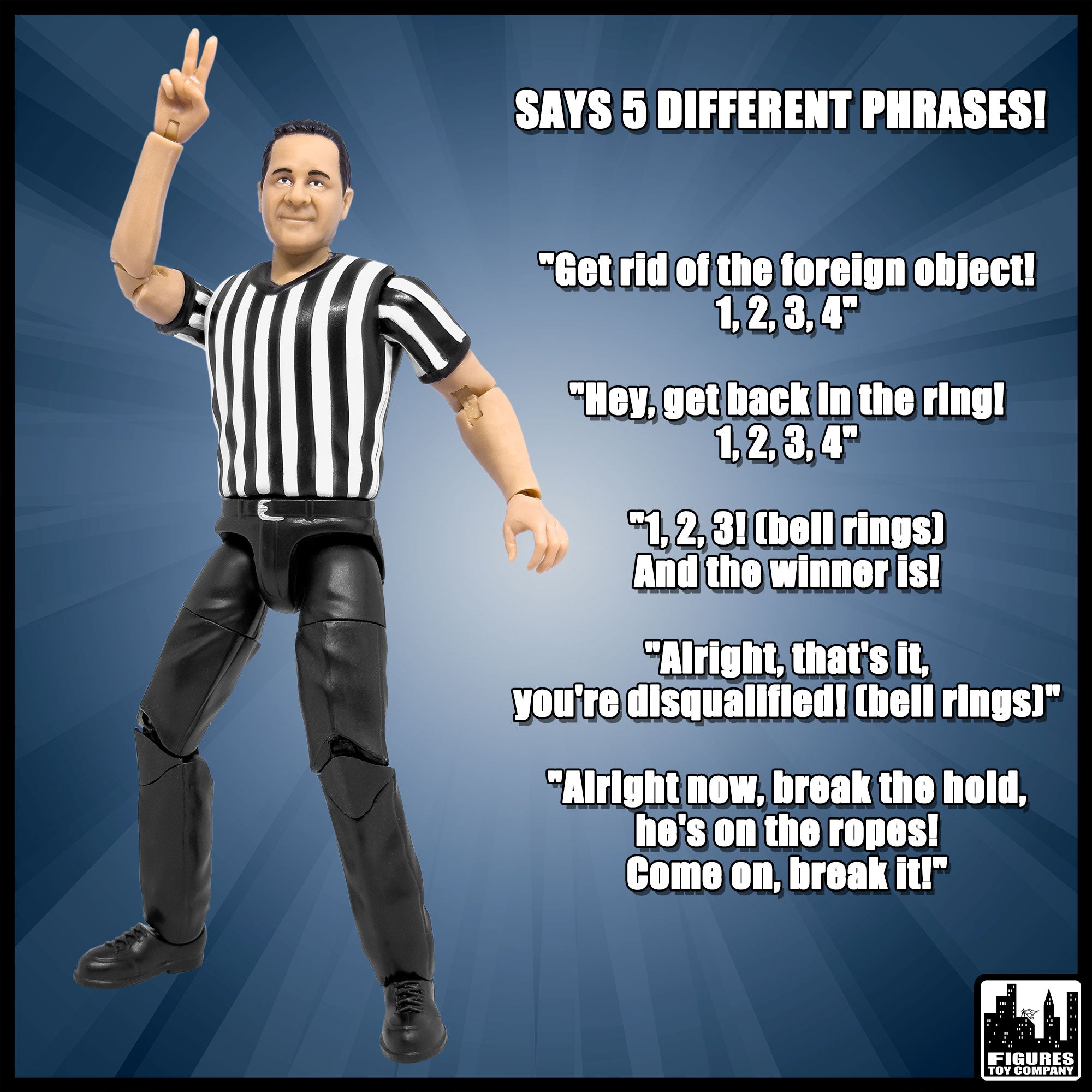 Referee Figures Ultimate Talking Wrestling Referee & Ring Announcer Action Figures ...