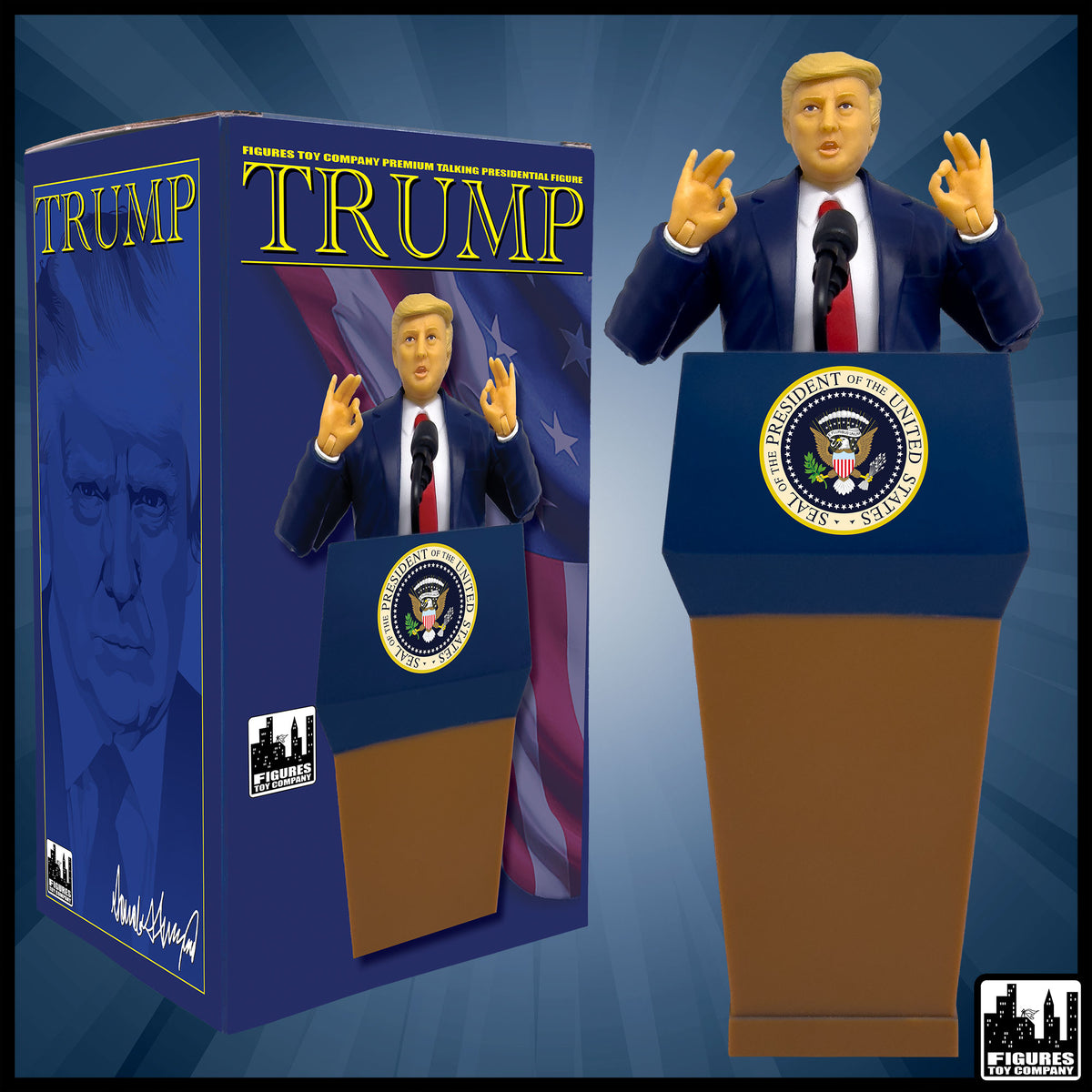 President Trump Talking Action Figure With Deluxe Articulation &amp; Podium