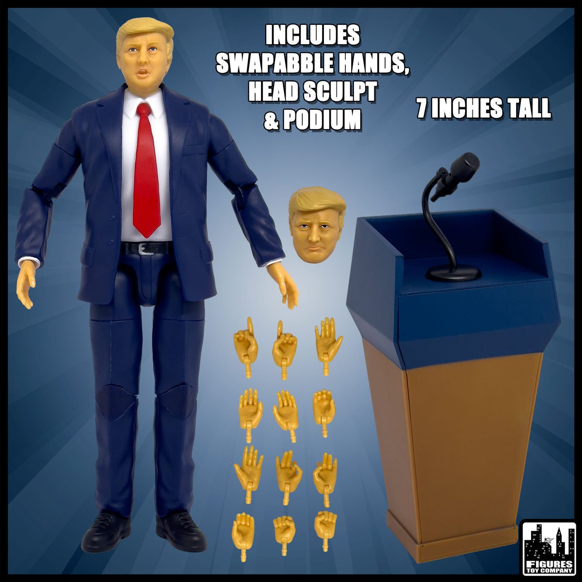 President Trump Talking Action Figure With Deluxe Articulation &amp; Podium