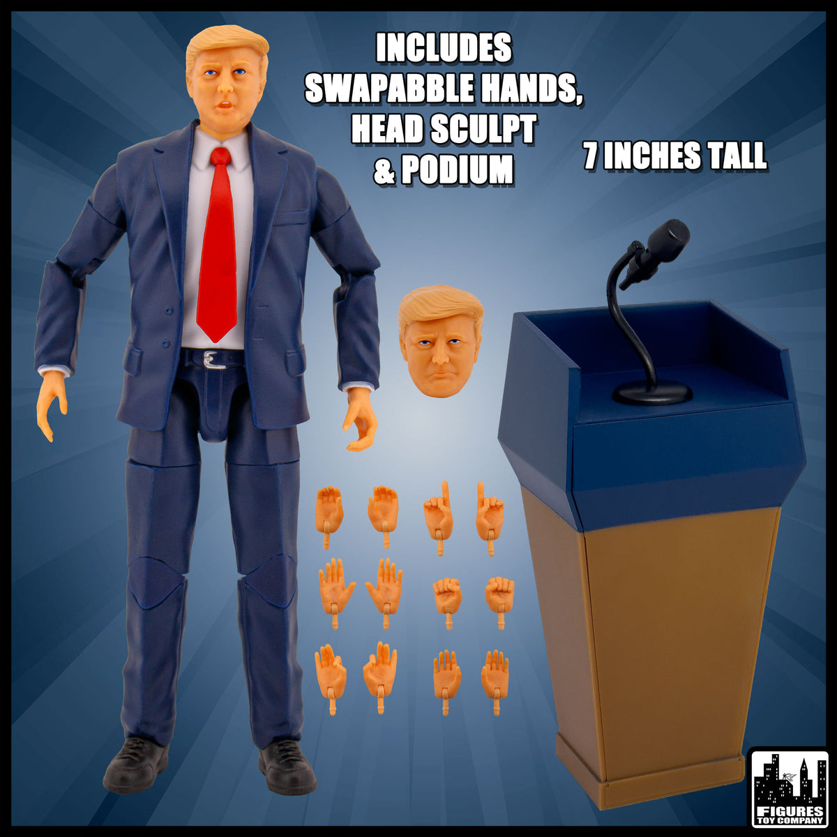 President Trump Talking Action Figure With Deluxe Articulation & Podium