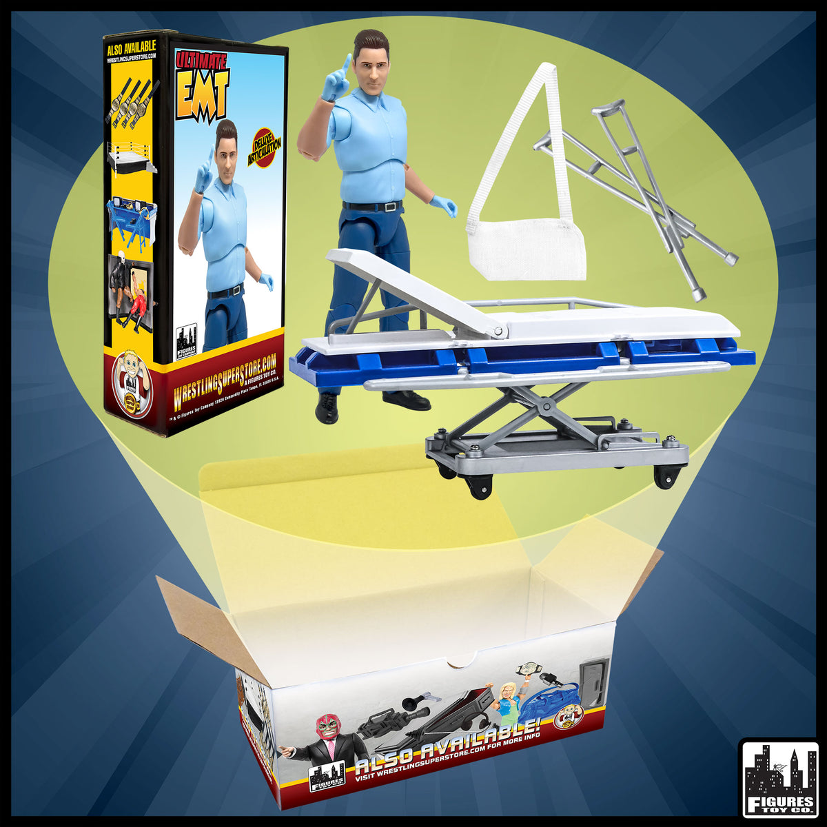 Ultimate EMT Figure &amp; Stretcher Accessory Set for WWE &amp; AEW Wrestling Action Figures