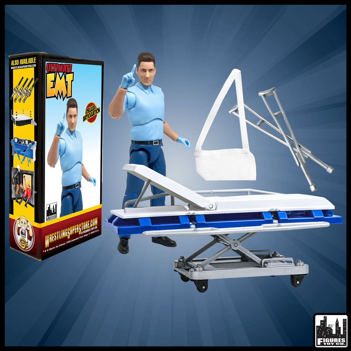 Ultimate EMT Figure &amp; Stretcher Accessory Set for WWE &amp; AEW Wrestling Action Figures