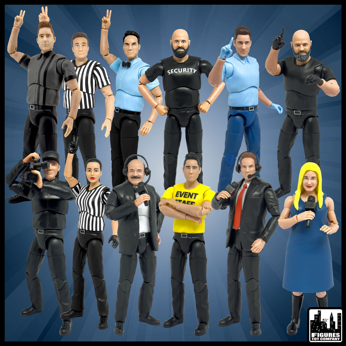 Set of all 12 Ultimate Wrestling Action Figures With Deluxe Articulation for WWE &amp; AEW Wrestling Action Figures