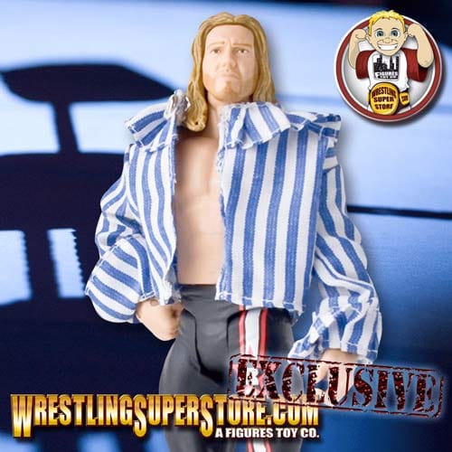 Blue &amp; White Striped T Shirt for WWE &amp; AEW Wrestling Action Figures