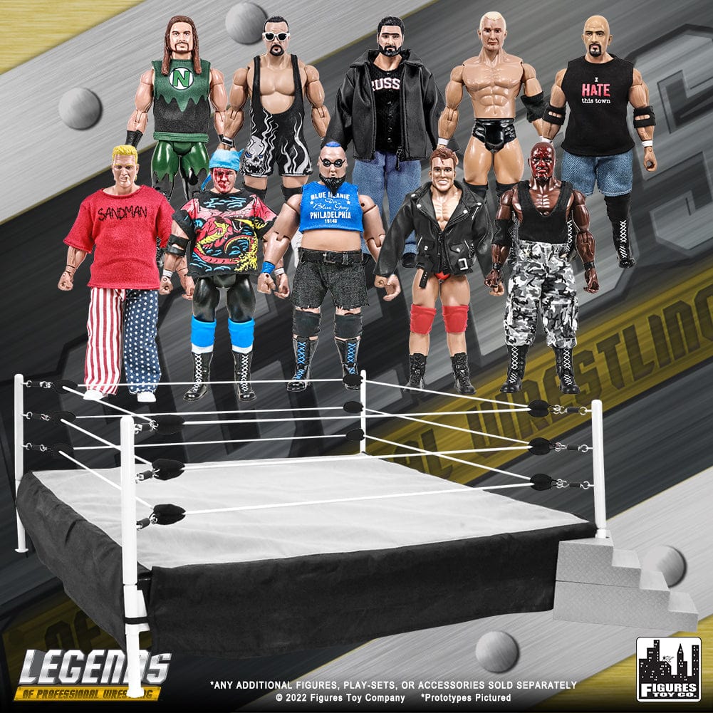 Wrestling Ring &amp; 10 LOOSE Legends of Wrestling Action Figures