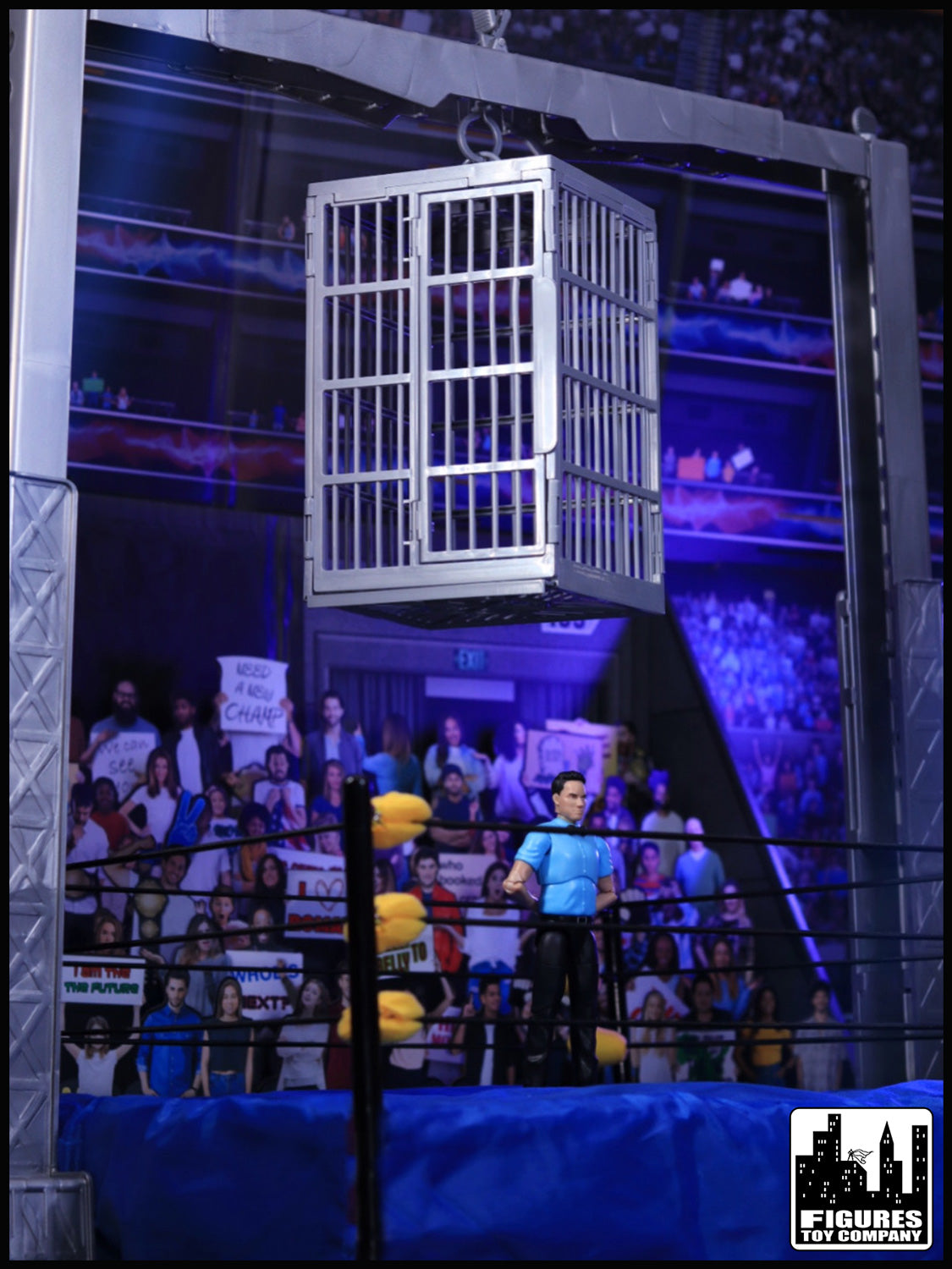 Shark Cage &amp; Grab The Gear Playset for WWE &amp; AEW Wrestling Action Figures