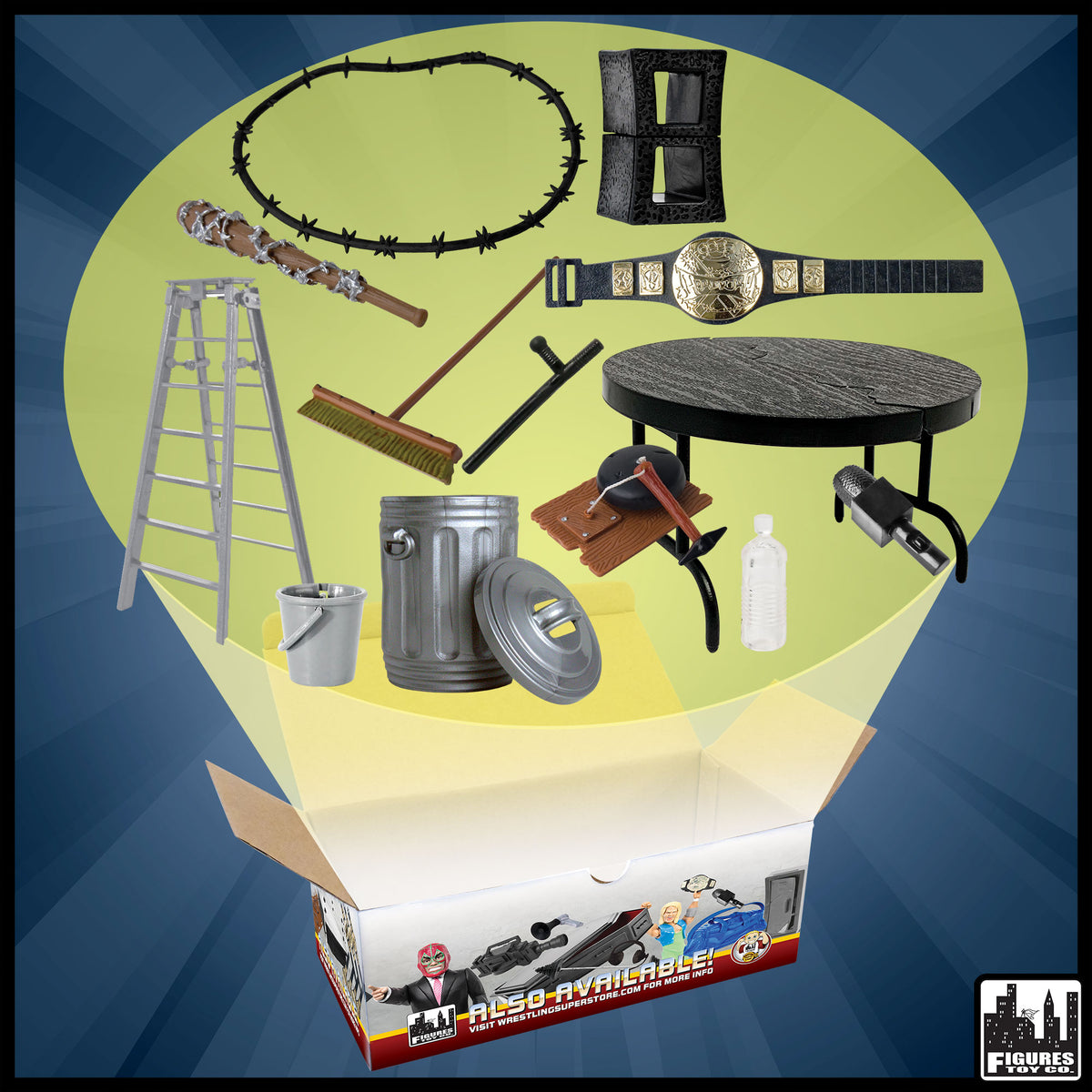 Grab The Hardcore Belt 13 Piece Accessory Set for WWE & AEW Wrestling Action Figures