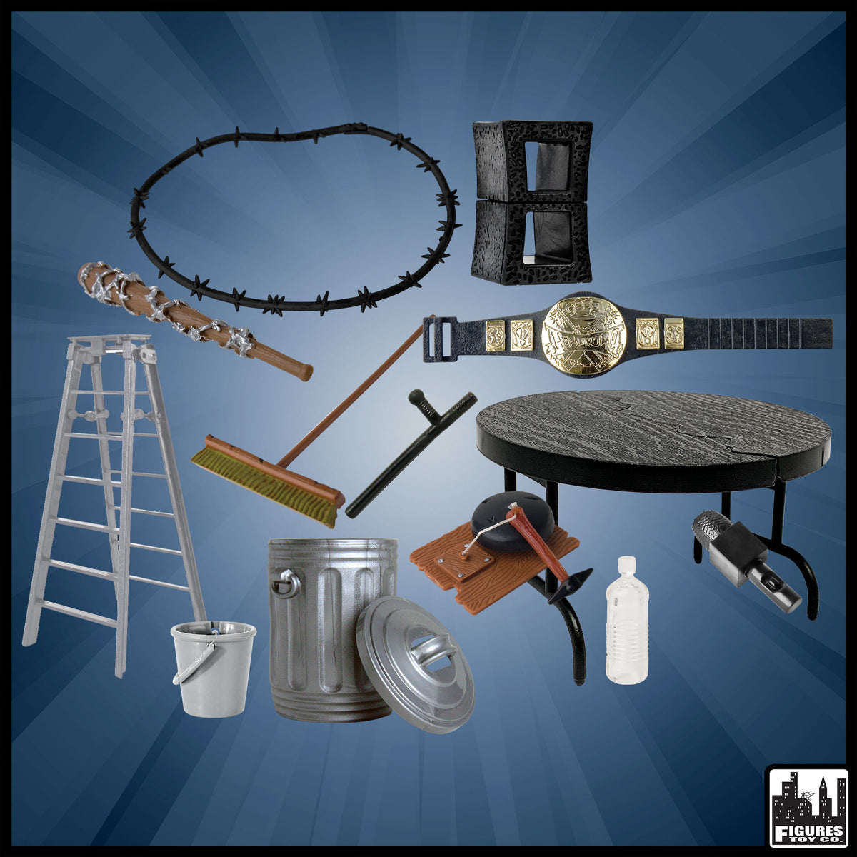 Grab The Hardcore Belt 13 Piece Accessory Set for WWE & AEW Wrestling Action Figures