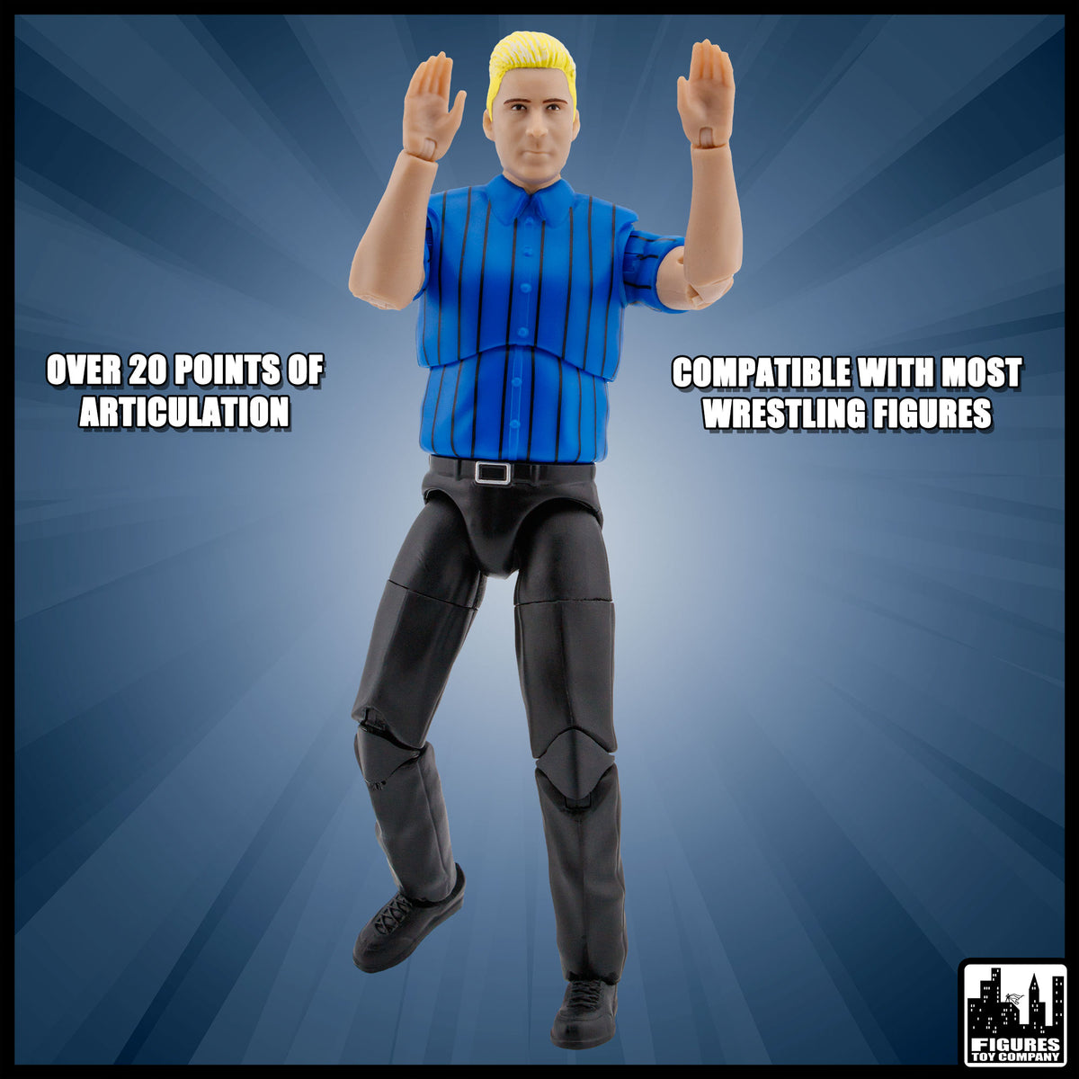 Ultimate Dark Blue Referee with Deluxe Articulation for Wrestling Figures