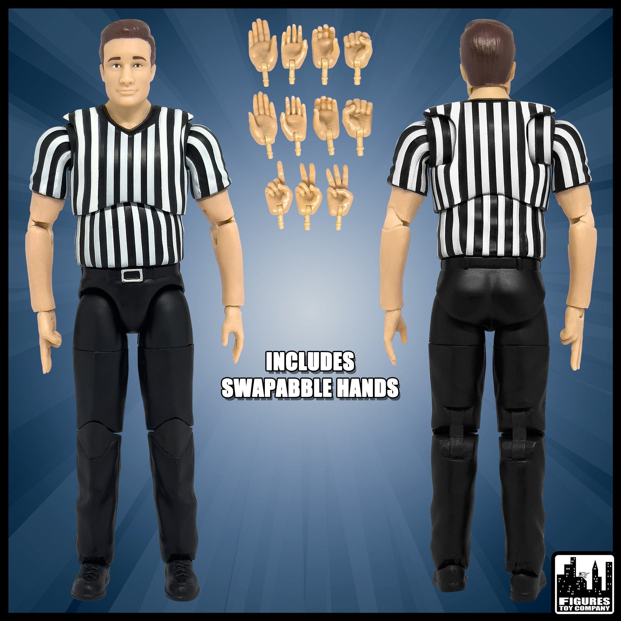 Referee Figures Ultimate Referee With Deluxe Articulation for WWE Wrestlin Figures ...