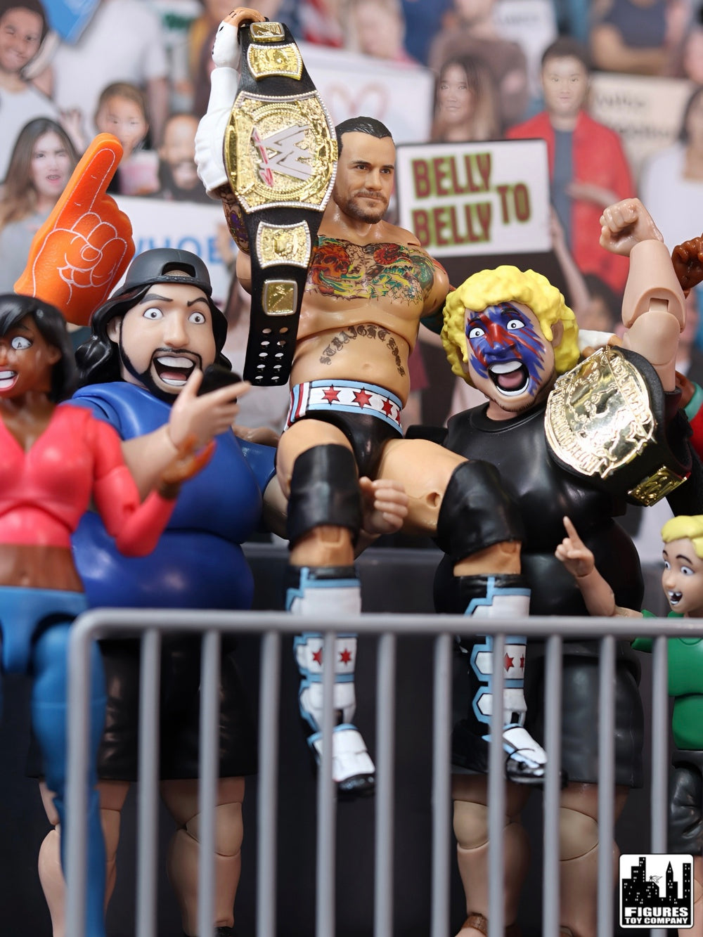 Ultimate Wrestling Crowd Fan Figures Four-Pack for WWE &amp; AEW Wrestling Figures [Series 3]
