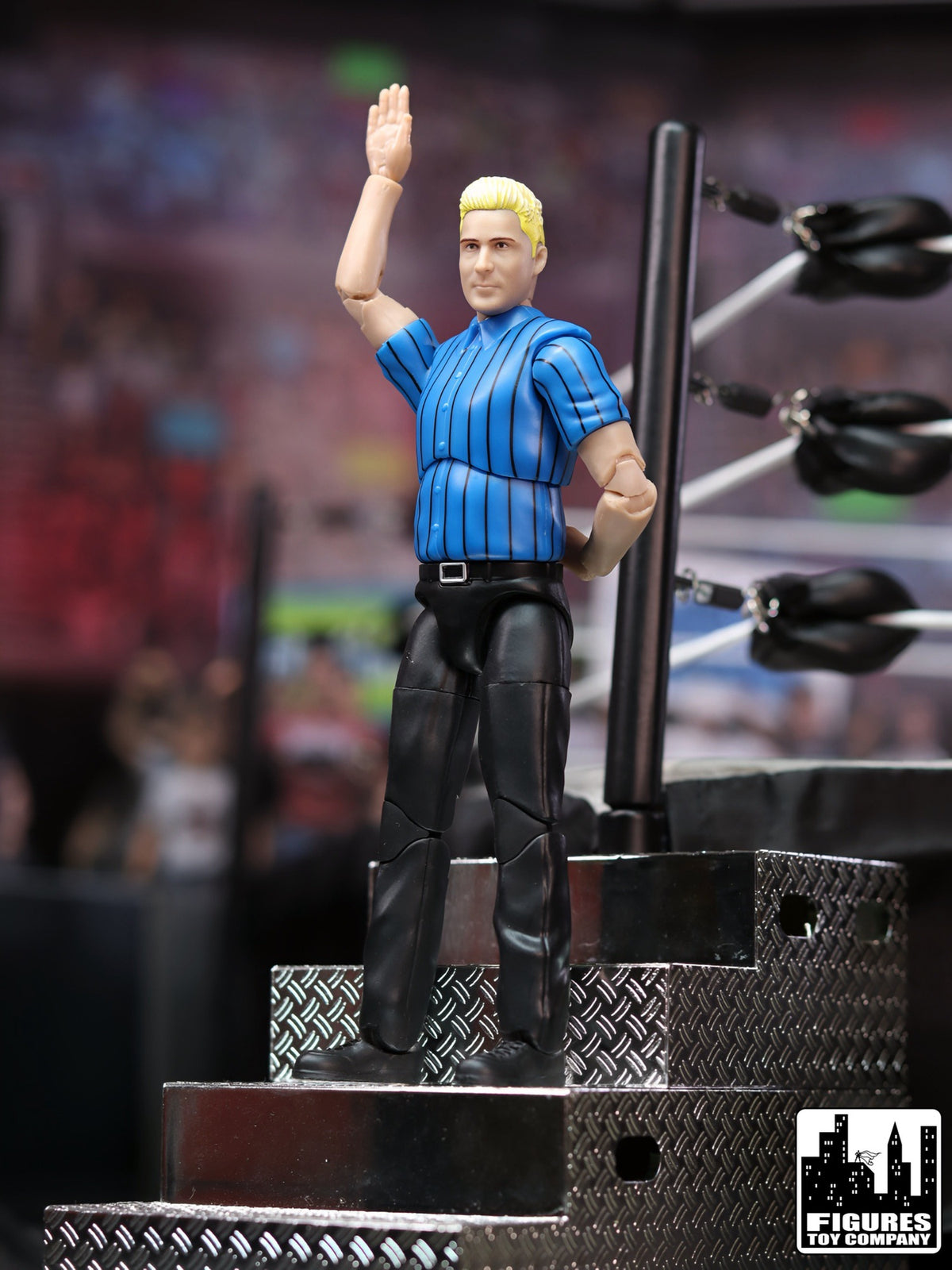 Ultimate Dark Blue Referee with Deluxe Articulation for Wrestling Figures