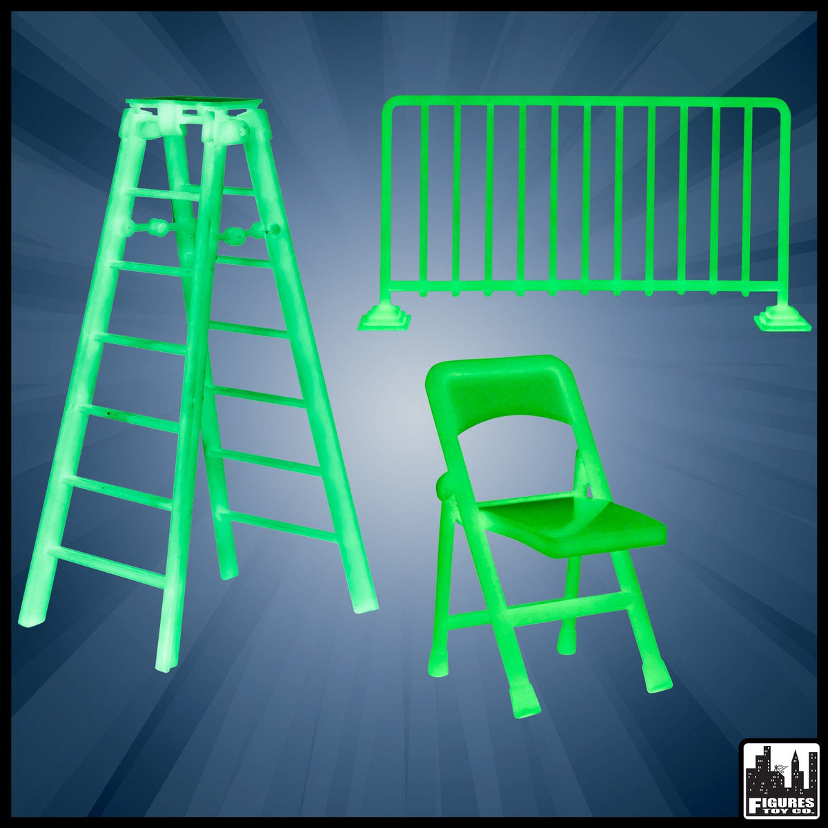 Set of 3 Glow in The Dark Accessories for WWE &amp; AEW Wrestling Action Figures