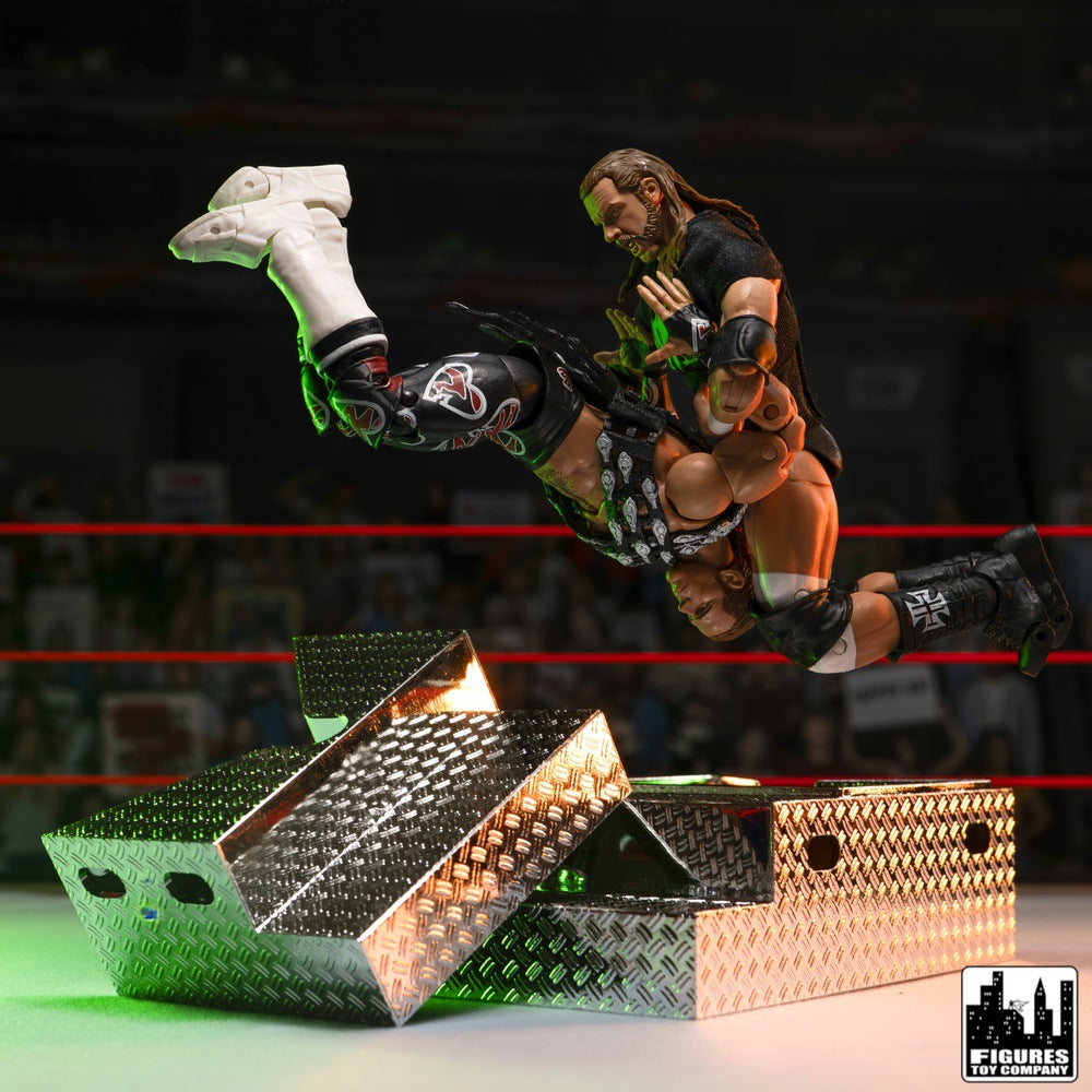 Chrome Plated Deluxe Breakable Ring Stairs for WWE &amp; AEW Wrestling Action Figure Rings