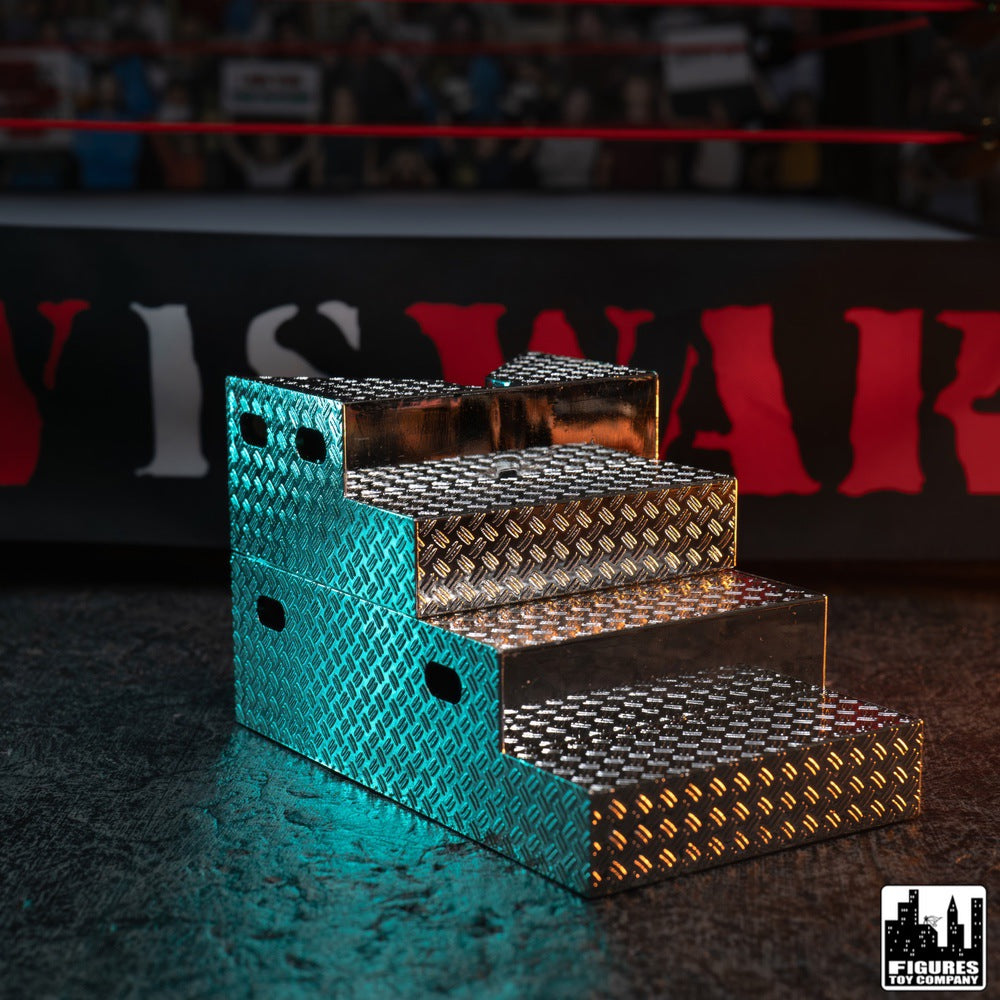 Chrome Plated Deluxe Breakable Ring Stairs for WWE Wrestling Figures