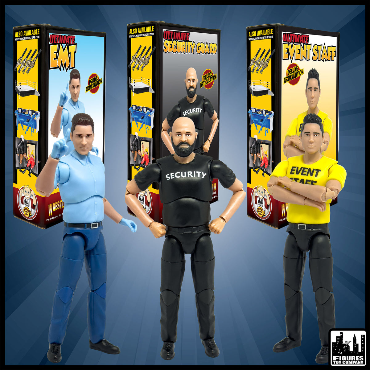 Ultimate Security Guard, Event Staff Worker &amp; EMT With Deluxe Articulation for WWE &amp; AEW Wrestling Action Figures