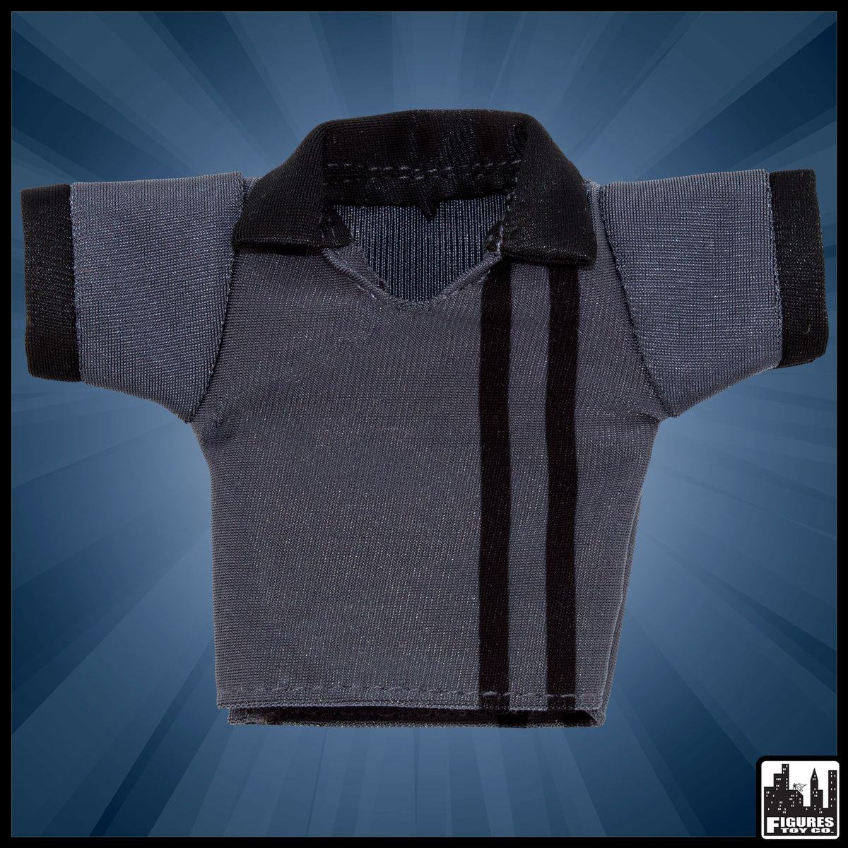 Cloth Dark Gray Referee Shirt for WWE &amp; AEW Wrestling Action Figures
