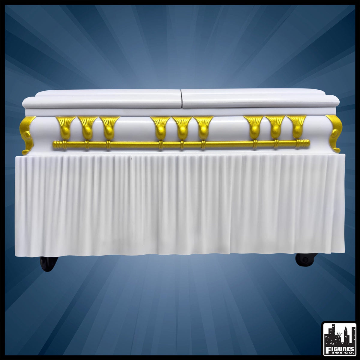 Deluxe White Casket for WWE &amp; AEW Wrestling Action Figures with Removable Base