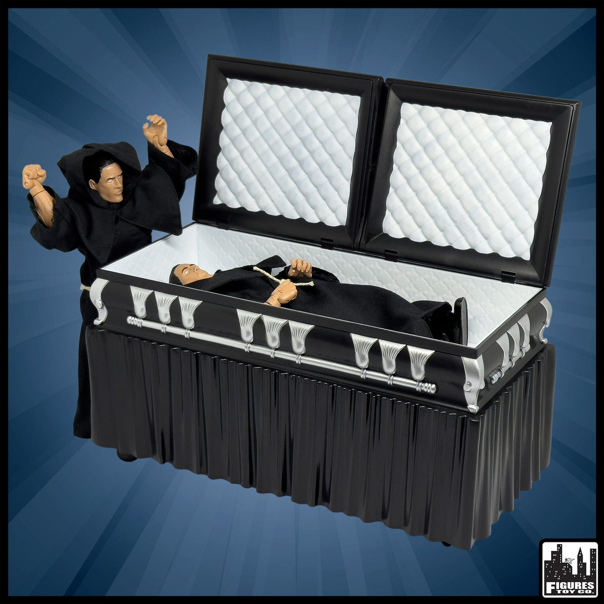 Set of 2 Deluxe Caskets for WWE &amp; AEW Wrestling Action Figures with Removable Base