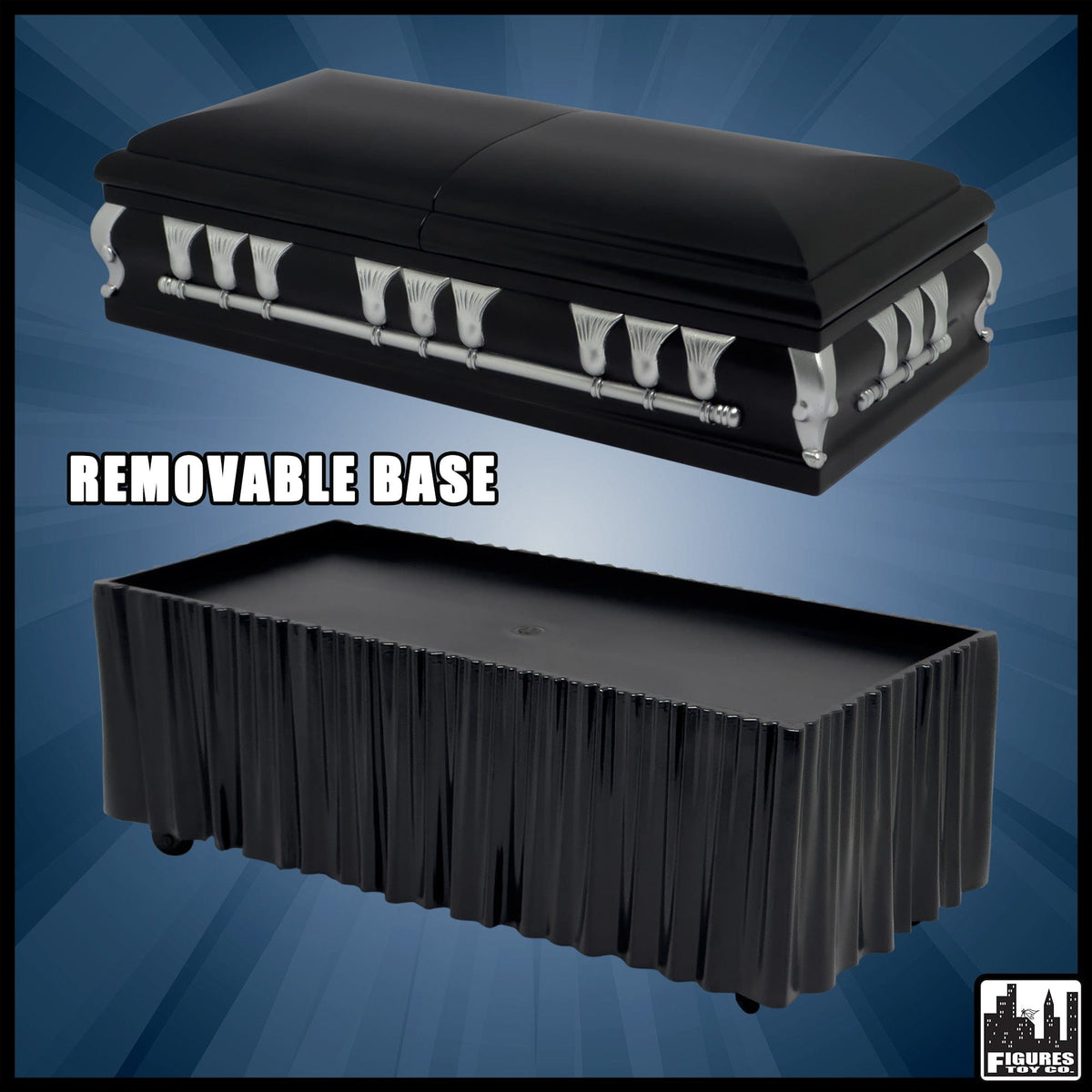 Set of 2 Deluxe Caskets for WWE &amp; AEW Wrestling Action Figures with Removable Base